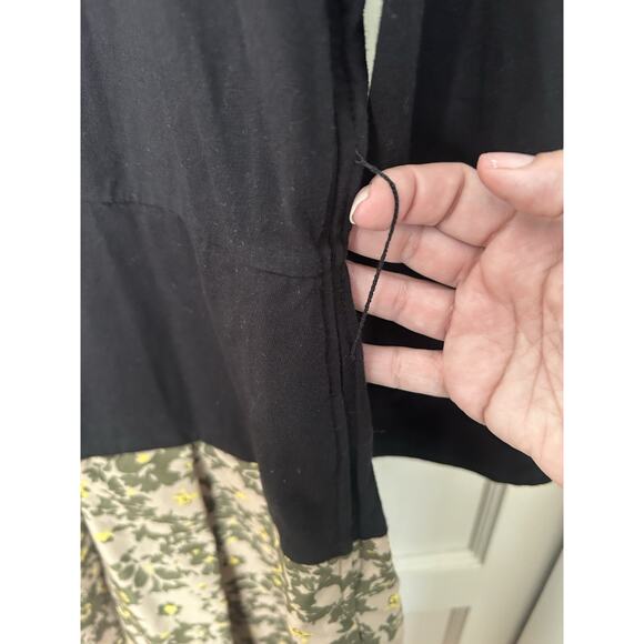 eShakti Floral Midi Length Fit and Flare Dress Womens Size 16 Black Green - Picture 2 of 10